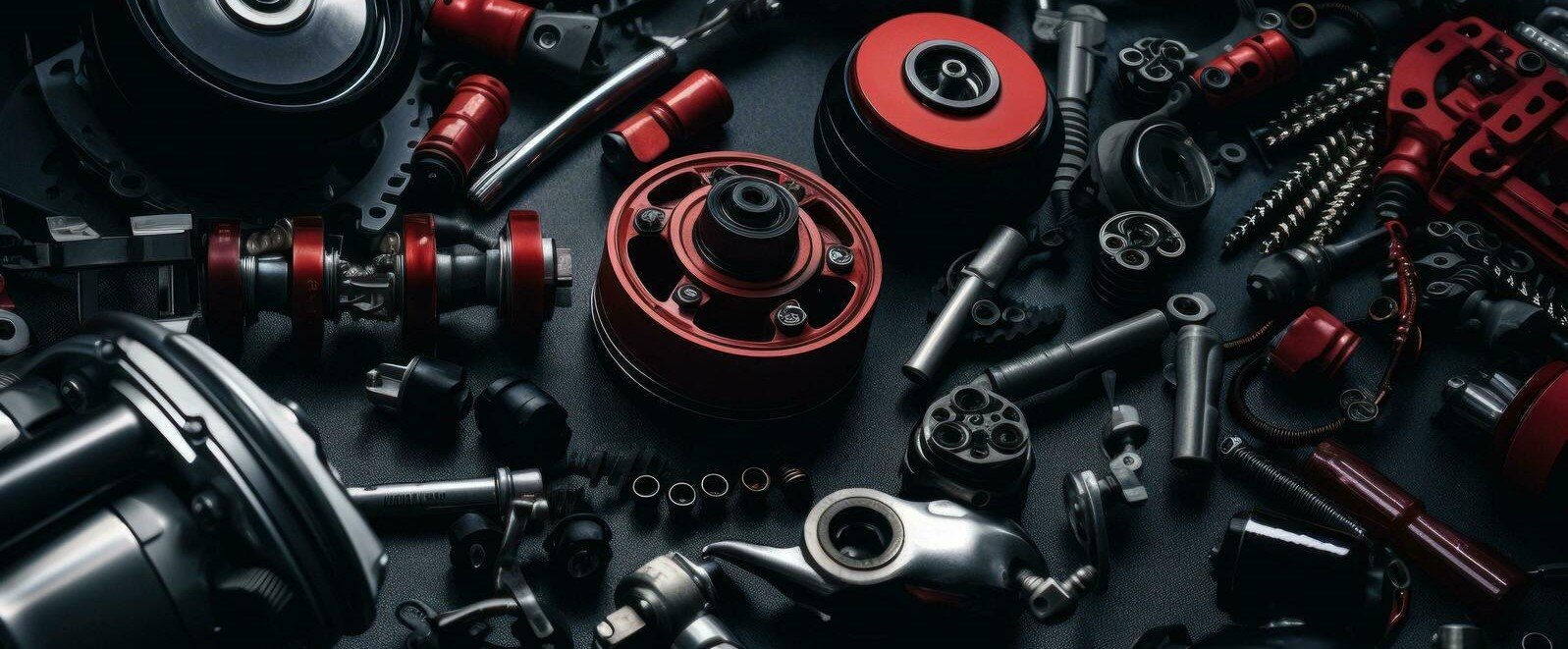 a-machine-tool-and-other-machines-sitting-on-a-black-background-free-photo